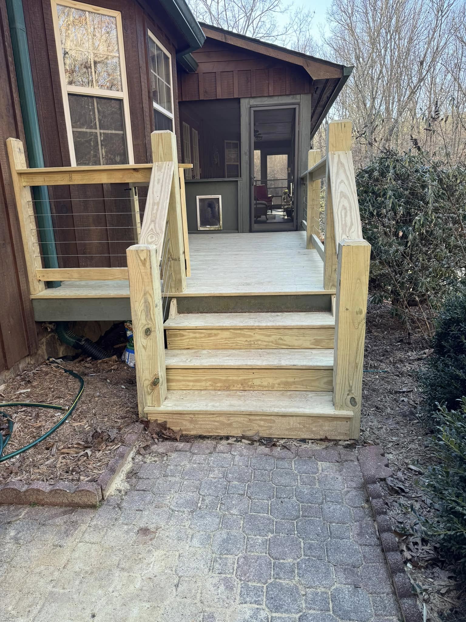 Completed deck building project overlooking mountain property near Blairsville Completed deck building project overlooking mountain property near Blairsville