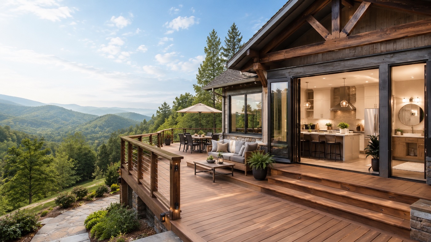 Remodeler Blairsville, GA — Appalachian Home & Property Services Custom deck and mountain home remodel overlooking Blairsville, GA — Remodeler Blairsville, GA